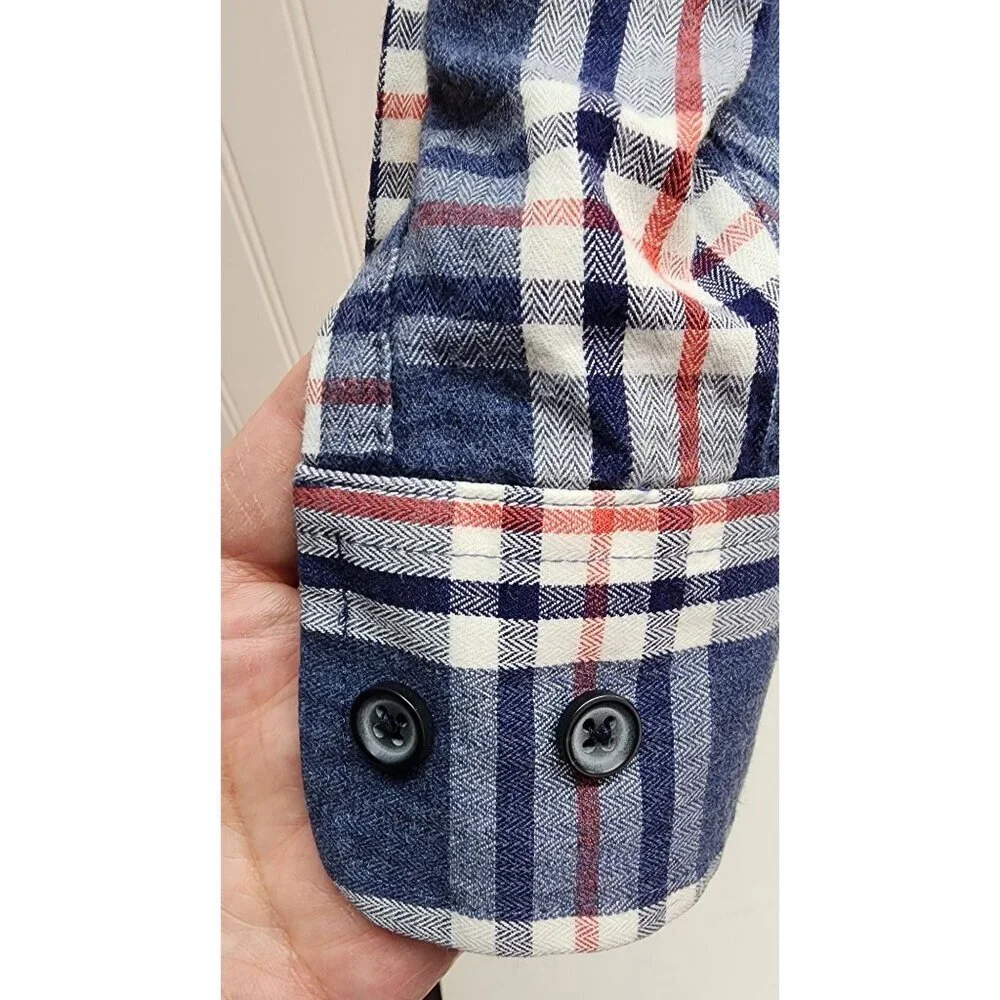 Banana Republic Mens Blue & Red Plaid Button-Down Shirt Long Sleeve Size L - Picture 5 of 10